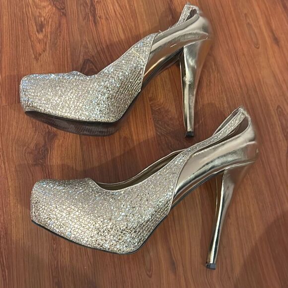 Guess gold shimmer platform heels size 10 - Picture 5 of 7